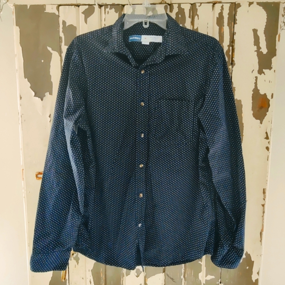NAVY/WHITE DOT MEDIUM REGULAR FIT W/BUILT-IN-FLEX NWOT